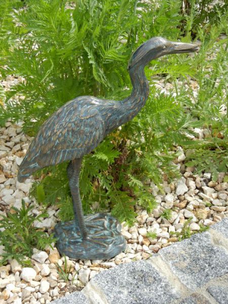 Bronzefigur Graureiher Kopf unten